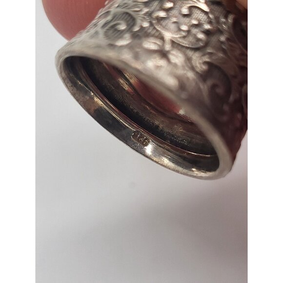 Sterling Silver 925 Scroll Floral Wide Band Ring - Picture 5 of 9